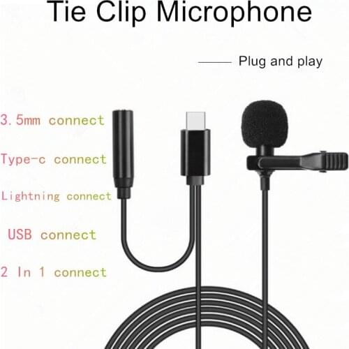 Mini Portable Microphone 3.5mm Jack Lavalier Tie Clip Microphone 1.5m Mini Audio Mic for Computer Phone Laptop Camera