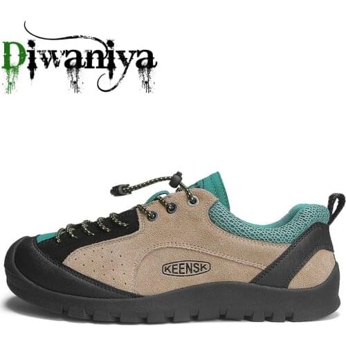 Diwaniya Men Hiking Shoes Climbing Male Sports Shoes Work Safety Toe Tactical Non-Slip Durable Trekking Sneakers Mens Leather