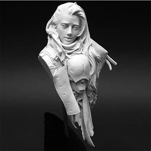 Unpainted Mecha Female Warrior 107mm Resin Bust Assembly Model Figure Resin Kit Bust Colorless Models Self-Assembled Toys