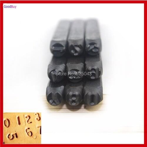 New 9pcs/lot Leather 5mm 0-9 Arabic Numbers Stamping Debossed Printing Mold Leather Number Punch Mold