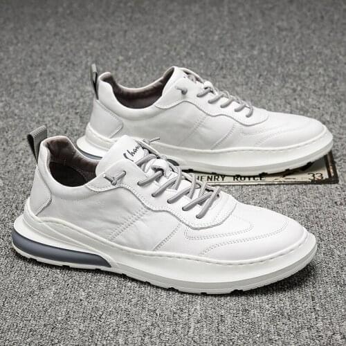 New Hot Sale Fashion Male Casual Shoes All Black Mens Leather Casual Sneakers Fashion Black White Flats Shoes N10-37