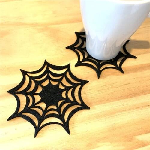 1PC Creative Spider Web Pattern Coasters Non-woven Cup Mug Pads Table Placemats Insulation Pad Household Decoration Table Mats