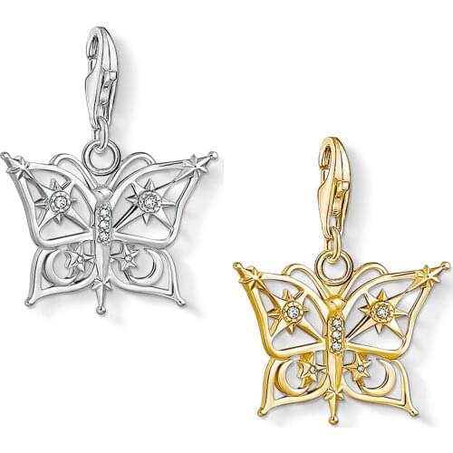 Gold Magic Butterfly Pendant Charms 925 Sterling Silver 2021 New Trendy Women Men Fine Jewelry Fit Bracelet Chain Lucky Gift