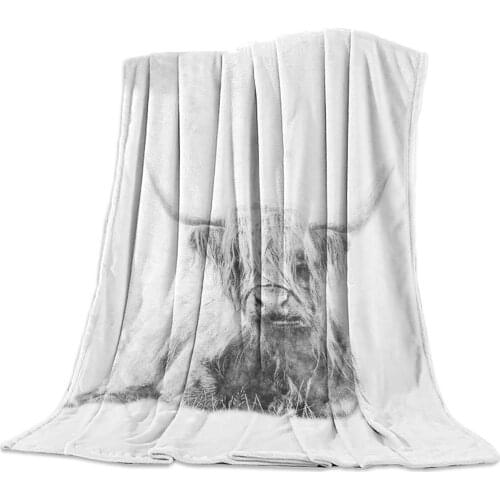 Portable Soft Blanket Animal Scottish Cow Throw Blanket Warm Sofa Bed Sheets Christmas Decorations For Home Blankets