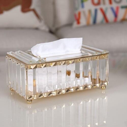 Luxury europe style gold Crystal Tissue Box Holder Paper Holder Dispenser Storage Napkin Case Organizer Ornament