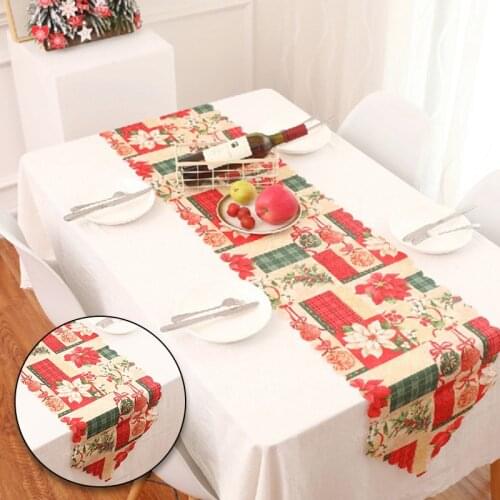 Christmas Decoration Table Runner Fashion Fabric Christmas Table Desktop Decorative Tablecloth Christmas Ornament For New Year