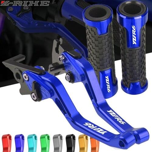 Motorcycle CNC Brake Clutch Levers Handlebar Grip Handle Hand Grips For YAMAHA YZF R6 2005 2006 2007 2008 2009-2015 YZFR6 LOGO