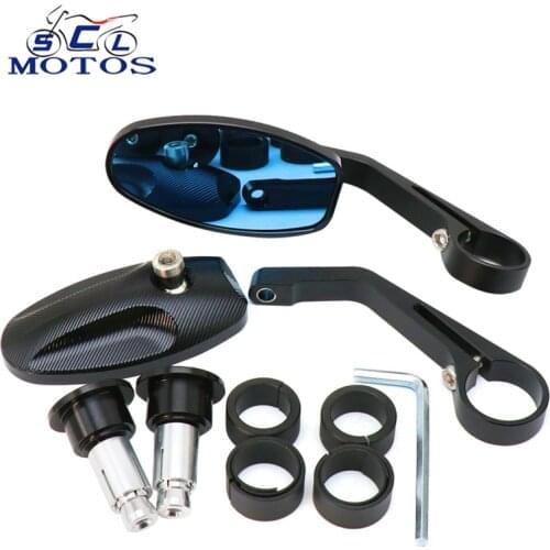 Sclmotos- 1 Pair 7/8 22mm CNC Motorcycle Bar End Black Rearview Side Mirrors for Triumph Speed Triple for Yamaha MT07 MT09 TMAX