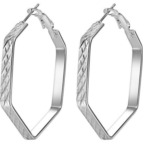 New Star Shape Silver Color Hoop Earring for Women Hot Sale Fashion Jewelry Gift Big Size Cute Party Earring for Lady