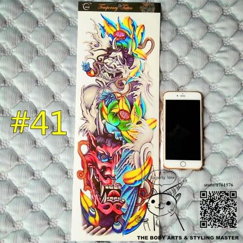 SHNAPIGN "The Curse of Beauty" Full Sleeve Temporary Body Art,48*17cm Flash Tattoo Stickers, Waterproof Adult Sex Products Henna