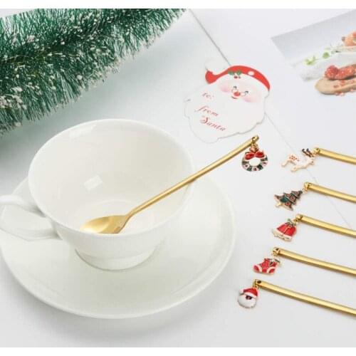 Creative Spoon Christmas Shape Stainless Steel Coffee Spoon Dessert Spoon Ice Christmas Tree Elk Tea Tiny Stirring Spoons