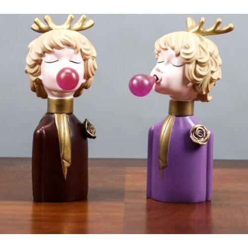 Creative Weave Girl Sculpture Hair Ornament Pictures Living room Desktop Furniture Nice figure Statue Home Decoration Poison