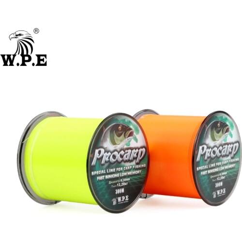 W.P.E 300m Carp Fishing Line 0.25mm-0.40mm Nylon Fishing Line 8.46kg-18.9kg Monofilament Sinking Carp Fishing Wire Fish Tackle