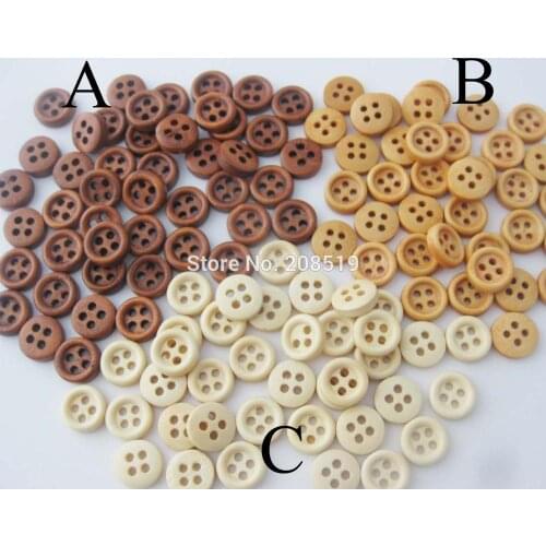 WBNSAV 4 Holes sewing wood Buttons 3/8" round shape small button handmade Scrapbooking accessories
