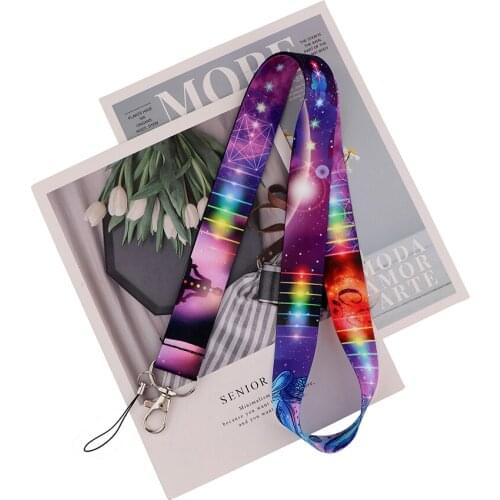 ZF3076 1pcs Fashion Starry Sky Yoga Painting Art Neck Strap Lanyards ID Badge Card Holder Phone Gym Strap Webbing Necklace Gift