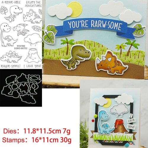 Dinosaur Family Metal Cutting Dies and Stamps Stencil for DIY Scrapbooking Photo Album Embossing Decorative Craft Die