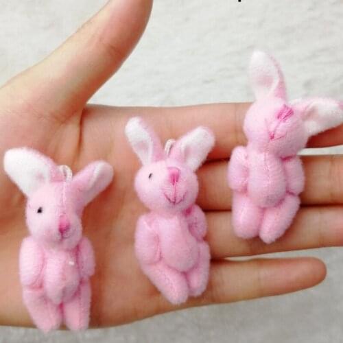 100PCS/LOTMini rabbit Stuffed Plush Toys 4cm pink Small rabbit Stuffed Toys Pendant Kids Birthday Gift Party Decor CMR011