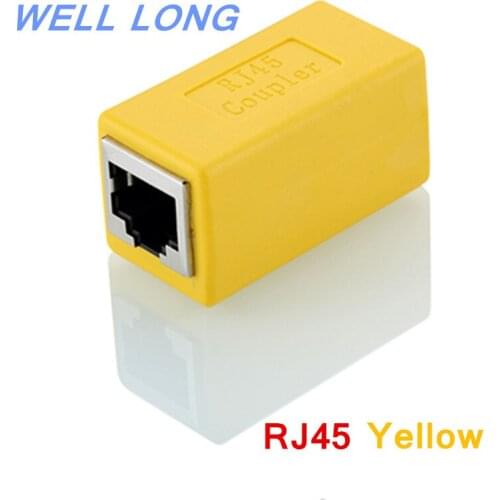 2pcs/lot) Yellow RJ45 Network cable extender,Network cable connector,Network double connector,Network pass-through connector