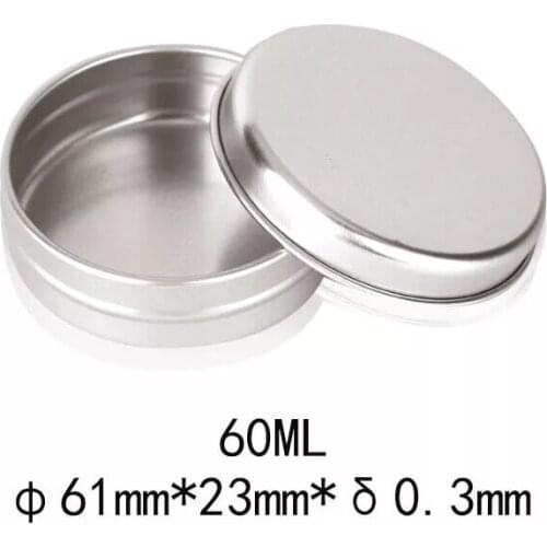 200pcs 61*23mm 60ml Aluminium Tin Cosmetic jars Metal Cream Jars Cans with screw lid Silver tin container bottle candle can box