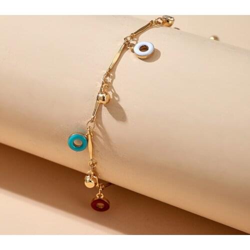 2020 Trendy Geometry Hollow Out Alloy Tassel Beacelets for Women Donut Candy Color Rhinestone Bracelet Female Jewelry Accessorie
