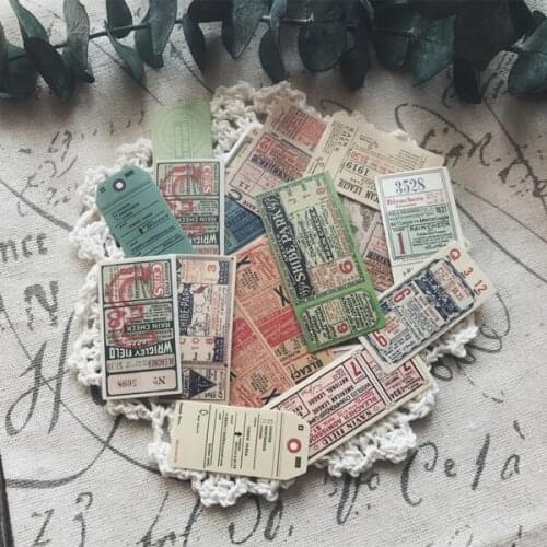 22pcs/pack Vintage Ticket stub retro Notes Stamps label Sticker DIY Planner Scrapbooking index Stickers escolar
