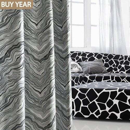 American-Style European-Style Yarn-Dyed Jacquard Simple Modern Semi-Shading Curtins for Living Room Bedroom Blackout Curtain