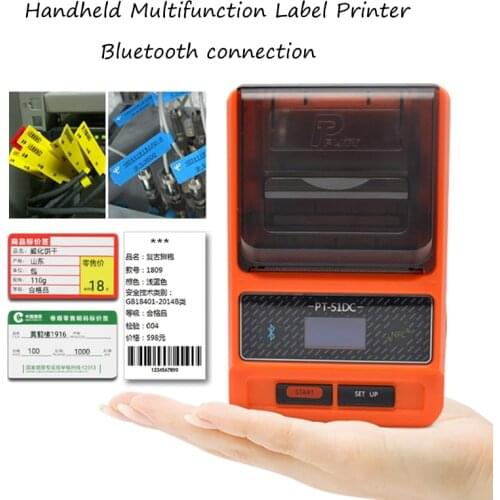 Bluetooth SUB Thermal Label Printer PT-51DC Sticker Jewelry Supermarket Label Printer Portable Handheld Barcode Printer