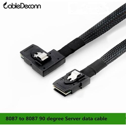 CableDeconn 0.7 M Internal Mini SAS 36-Pin 8087 to Left Right Bend 90 Degree SFF-8087 Cable (8087 to 8087 Right Bend 0.8m)