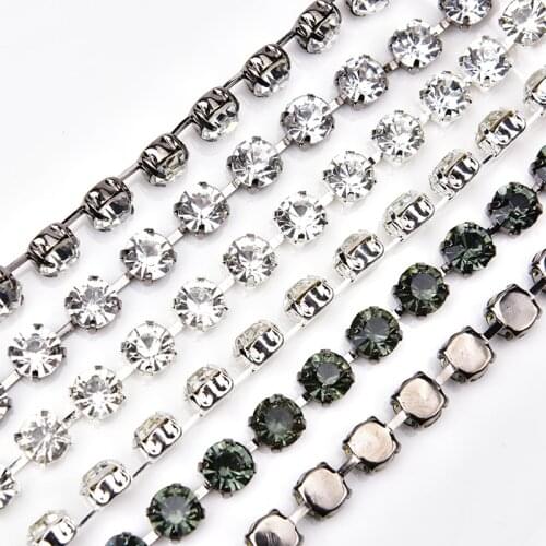 5yards/Lot Rhinestone Cupchain SS38 Glass Gun Crystal Strass Trim Gun Plating DIY Garment Bags Shoes Wedding Dress Accessories