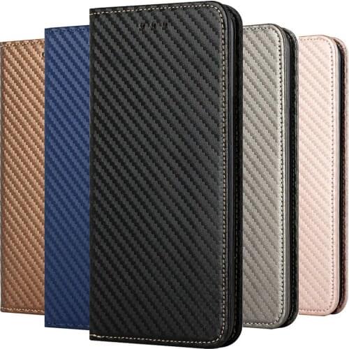Carbon Fiber Flip Case For Xiaomi 11 Lite 10T Pro POCO M3 X3 NFC Redmi 9C 9T Note 10 Pro Max 9S Phone Magnetic Flip Wallet Etui