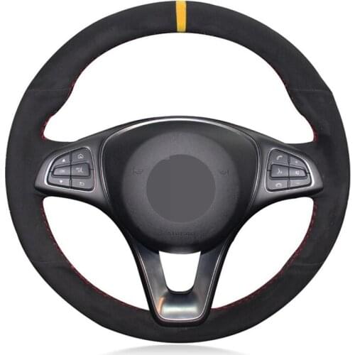 Car Steering Wheel Cover Black Suede For Mercedes Benz A180 A200 B180 B200 C180 C200 C260 C300 E200 E300 CLS260 CLS300 GLC260 GL