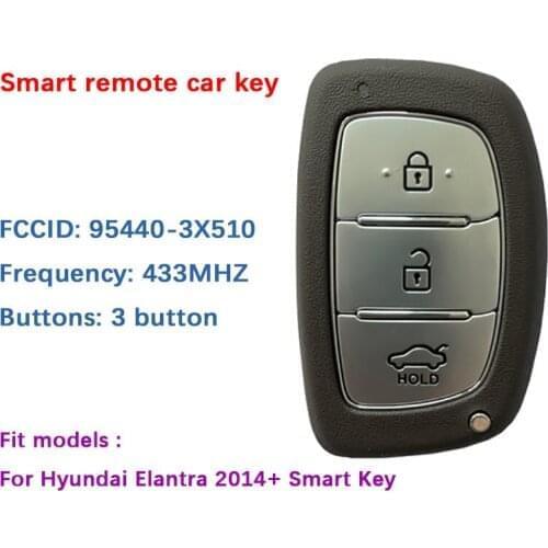 CN020001 3 Button 433MHz Aftermarket Hyundai Elantra 2014+ Smart Key DVI-MDFGE03 PCF7952A FCCID 95440-3X510 Keyless Go