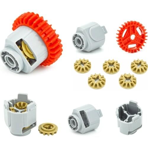 MOC Parts Differential Gear-28 Teeth with Round Axle Hole Differential Gear House 65414+65413 DIY Building Blocks Bricks
