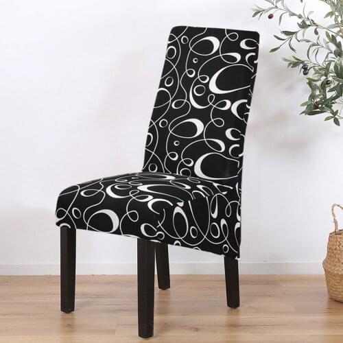 Geometric Dining Large Size Chair Cover Spandex Elastic Seat Cover Stretch Chair Covers for Wedding Kitchen Banquet 1/2/4/6pcs