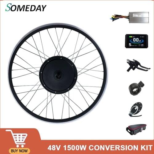 Ebike Conversion Kit 48V1500W Front Rear Motor Wheel Electric Bicycle Brushless Hub Motor 20"24"26"27.5"28"29"700C Rim KT LCD3