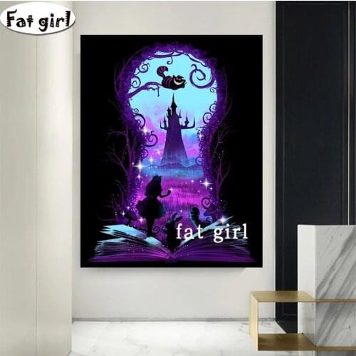 Fantasy World 5D DIY Diamond Embroidery Book Of Wonderland Art Mosaic Diamond Painting Cartoon Girl Square Round Drill Decor