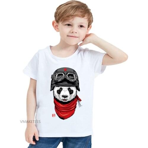 2020 Summer Girls & Boys Short Sleeve T shirts The Happy Adventurer Panda Print T-shirt Baby Kids Funny Animal Clothing