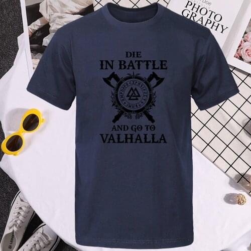 Viking Tshirt T Shirt Men Graphic T Shirts Die In Battle And Go To Valhalla T-shirt Camisas Summer Tops Cotton Short Sleeve Tee