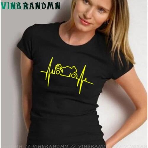 Fashion Electromoto heartbeat T shirts Woman Motorcycle electric pulse funny T-shirt Casual motocross Tees youth brand apparel