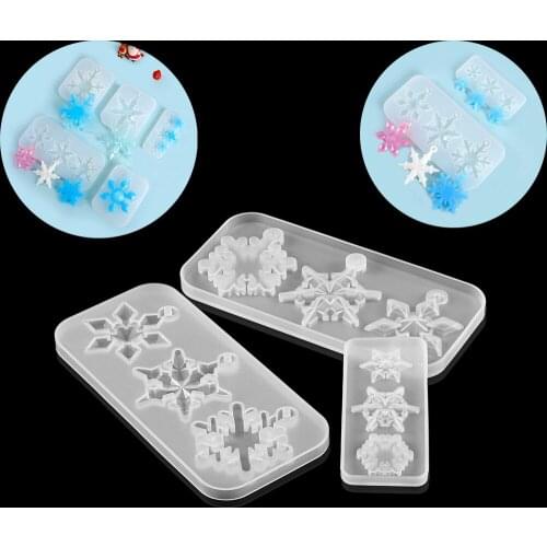Crystal Epoxy Snowflake With Hole Pendant Silicone Mold UV Resin Jewelry Liquid Silicone Mold For DIY Handmade Jewelry Necklace