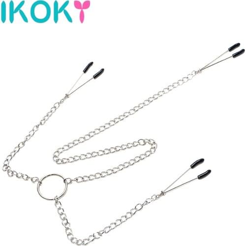 IKOKY Sex Toys for Women Nipple Clamps With Chain Breast Clips Erotic Toys Sex Slave Restraints Nipple Stimulator Adult Games