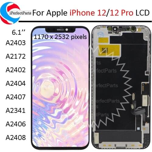 JK For iPhone 12 Pro Display A2403, A2172, A2404 Touch Panel Screen Digitizer Pantalla For iPhone 12 LCD A2407, A2408, A2341