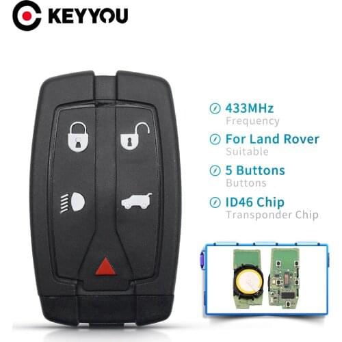 KEYYOU 5pcs Car Remote Control Key For Land Rover Freelander 2 3 LR2 Sport With 433 Mhz Auto Smart Control Card Key Uncut Blade