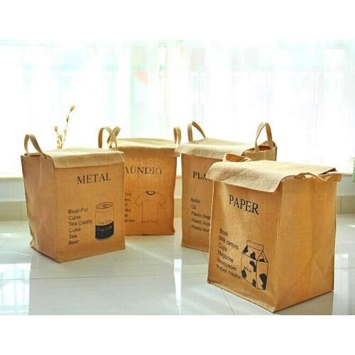 Keep Calm and Carry on Jute Storage Basket Portable PE Waterproof Household Sundries Storage Box Dirty Clothes