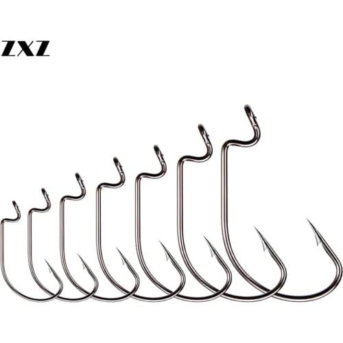 20pcs High Carbon Steel Fishing Offset Hook Lure 2/0 3/0 5/0 2 1# Circle Crank Hook Jig Worm Soft Bait Carp Barbed Hooks Japan