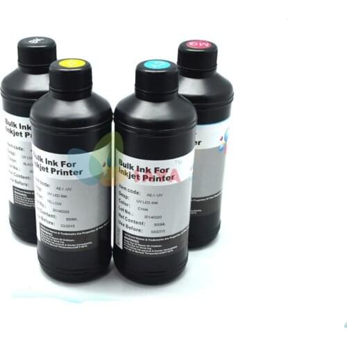 Hot 4x250ml B/C/M/Y colors UV Ink/UV LED Ink/UV Printing Ink For epson UV Flatbed Printer dx3 dx5 dx7