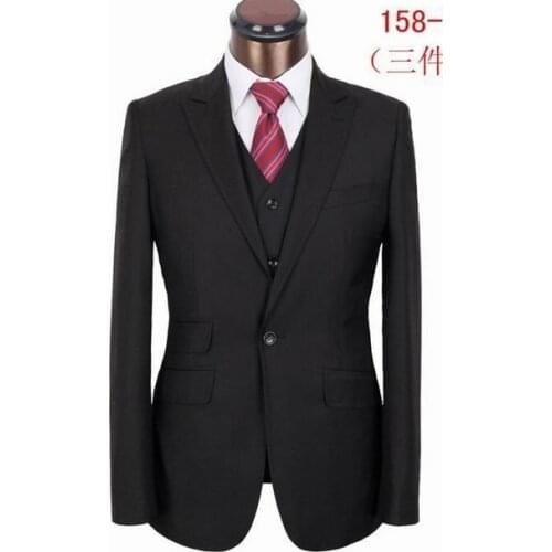 Hot Sales Custom Made High Quality Black Groom Mens Tuxedo Suits With Black Vest,Bespoke Black Tuxedo,Tailored Lapel Mens Suits