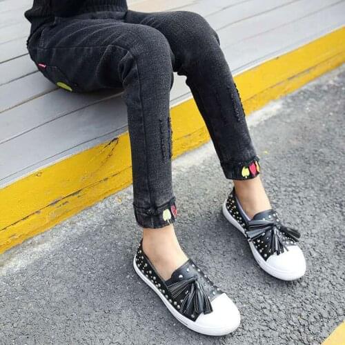 Fashion Autumn Winter Childrens Pants Girls Jeans 2 Colors Denim Baby Girls Jeans For Big Kids Girls Causal Jeans Long Trousers