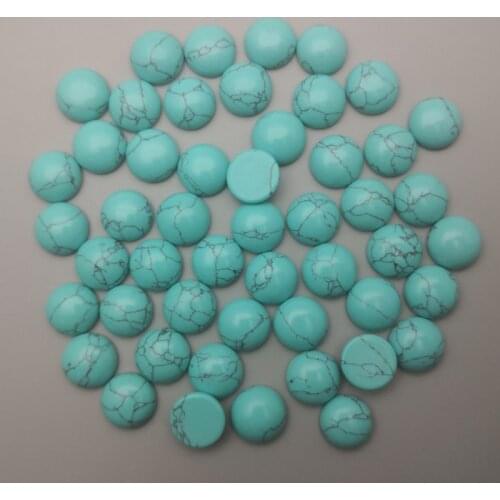 Fashion 12mm Turquoises stone round beads cabochon for Jewelry making 50pcs Necklace Ring Earrings Accessories Wholesale