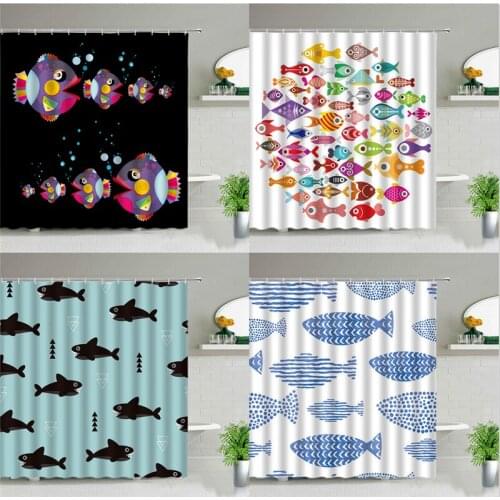 Cartoon color fish shower curtain set shower curtains Set for bathroom Curtain for kitchen Curtains sunflower bathroom sets